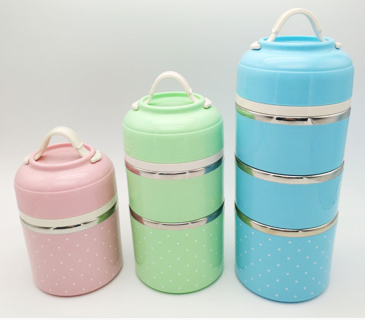 A portable stainless steel lunch box