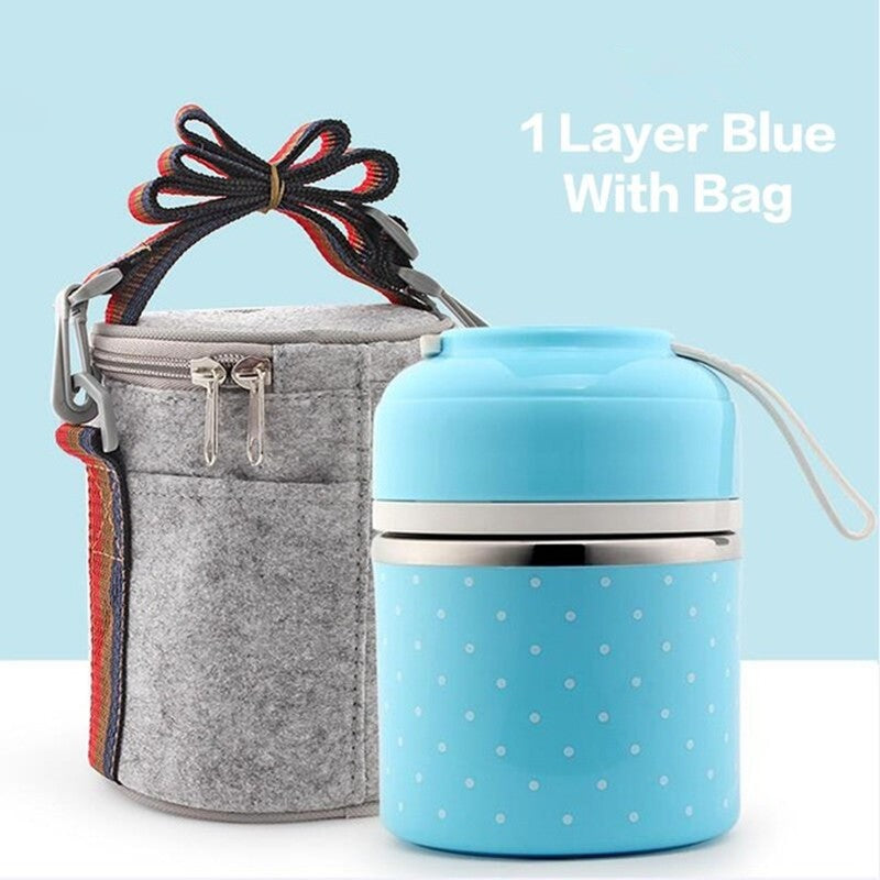A portable stainless steel lunch box