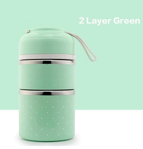 A portable stainless steel lunch box
