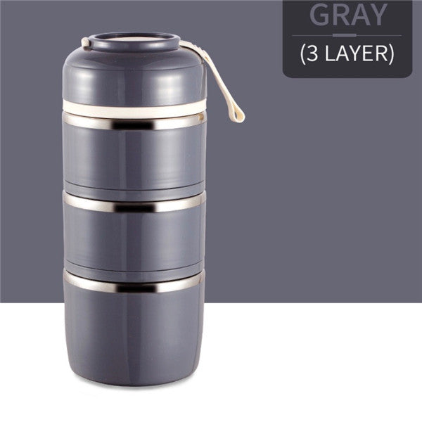 A portable stainless steel lunch box