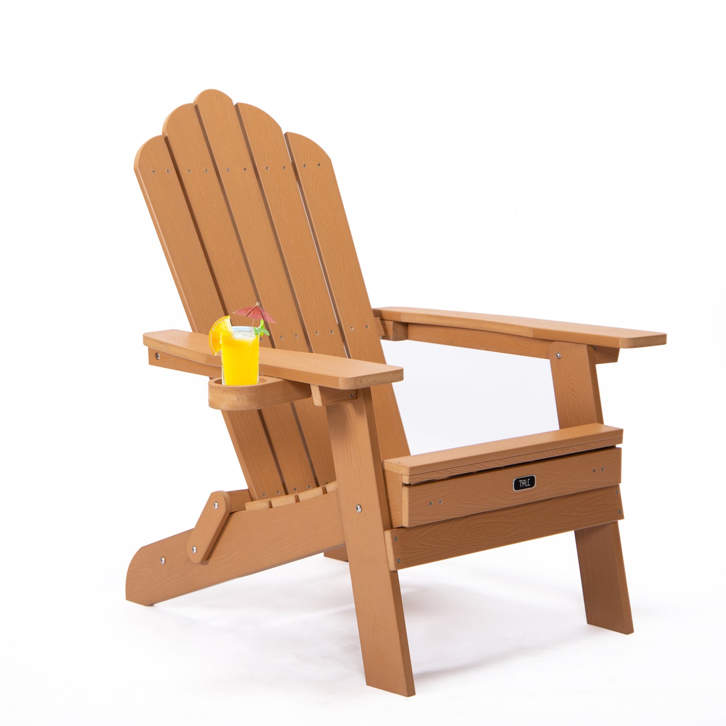 Foldable Adirondack Chair with Pull-Out Ottoman with Cup Holderr