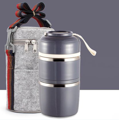 A portable stainless steel lunch box