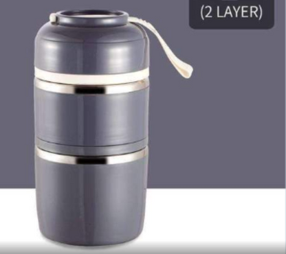 A portable stainless steel lunch box