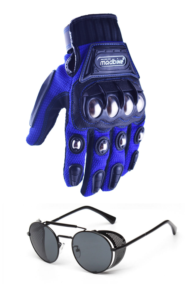 Motorcycle gloves and goggles set