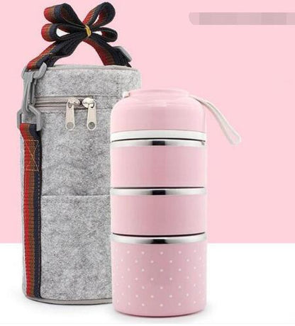 A portable stainless steel lunch box